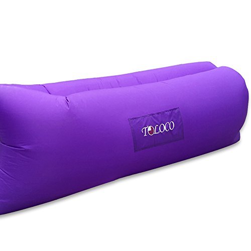 TOLOCO Outdoor Inflatable Lounger Nylon Fabric Beach Lounger Convenient Compression Air Bag Hangout Bean Bag Portable Dream Chair (Purple)