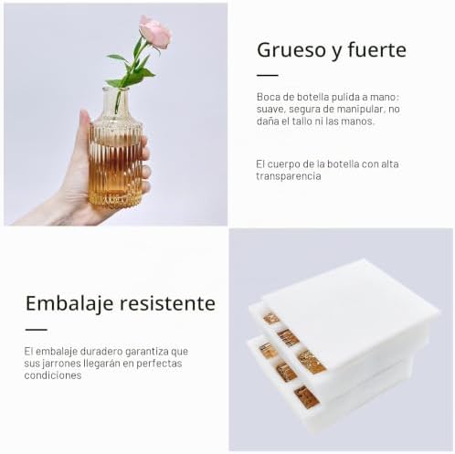 Juego de 12 jarrones de Cristal, pequeños jarrones de Flores ámbar para centros de Mesa a Granel, Mini jarrón Vintage para Boda, hogar, decoración de Mesa