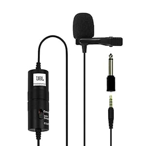 JBL Commercial CSLM20B Auxiliary Omnidirectional Lavalier Microphone With Battery For Content Creation, Voiceover…