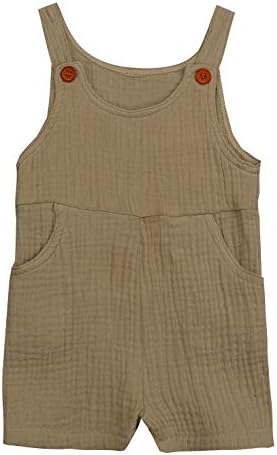 unniful Baby Girl Boy Linen Bib Pants Romper Summer Jumpsuit Playsuit Shorts Suspender Overalls