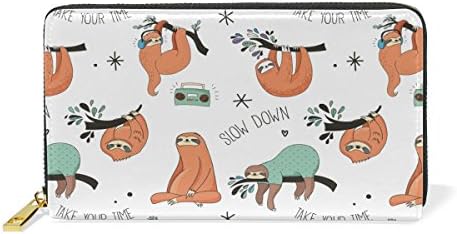Womens Zip Purse Long Radio Sloth Genuine Clutch Wallets Leather Handbags