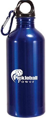 Pickleball Marketplace - 22 oz Aluminum Water Bottle - w/ Carabiner Clip - Blue