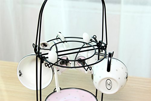 Wire Rack for Organizing 6*saucers & 6*cups & 6*spoons &1*teapot or Coffee Pot/espresso Set Rack /Tea Set Display Stand/cabinet Stacker/kitchen Handling Case