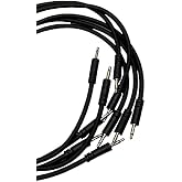 Luigis Modular Supply Bucatini Braided Patch Cables - Package of 5 Black Cables, 24 (60 cm)