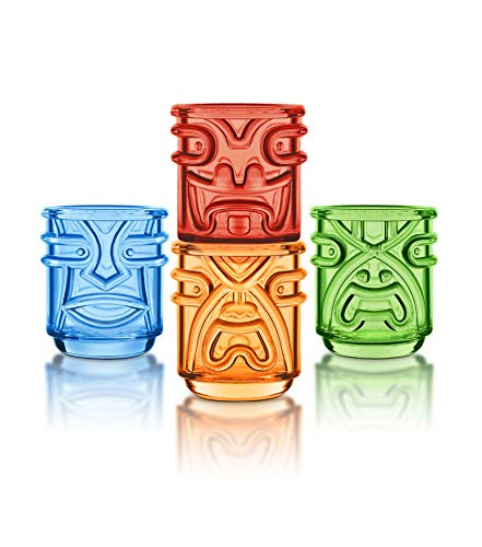 Final Touch TIKI Stapelbar TUMBLERS Glas Cocktailgläser COLOURED Farben 355ml Hawaiian Themed 4 Stück - TK5302 – Bild 3