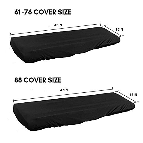 Piano Keyboard Dust Cover for 61/76/88 Keys- Electric/Digital Piano Stretchable Protective Keyboard Cover, Elastic Cord Locking Clasp, Machine Washable (88 Keys)