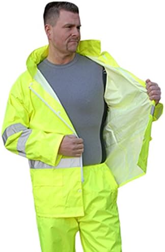 Majestic Glove 75-1351/X2 Rain Jacket, PU, Hi-Vis, Class 3, XX-Large, Yellow