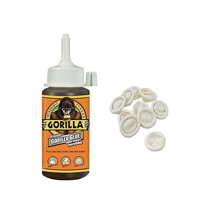 Gorilla Original Gorilla Glue, 4 oz, Brown with 10 Disposable Latex Finger Cots Rubber Fingertips