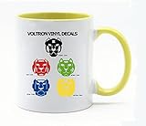 11 Ounce Voltron Coffee Mug or Tea Cup White+Yellow