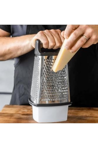 MasterClass Stainless Steel Box Grater with Bowl, 23 cm (9 inches), Black