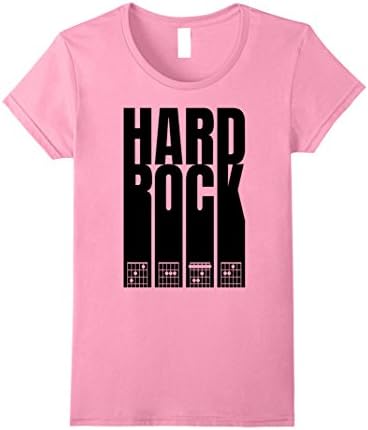 Womens Hard Rock Chords CAFE Electric Rock Blues Guitar T-Shirt Medium Pink
