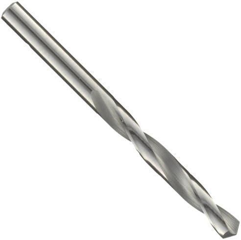 Precision Twist D33F Solid Carbide Short Length Drill Bit, Uncoated (Bright) Finish, Round Shank, Spiral Flute, 118 Degree Point Angle, 3/32"