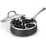 Cooks Standard 4 Cup Nonstick Hard Anodized Egg Poacher Pan with Lid, 8-Inch