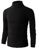 H2H Mens Slim Fit Basic Ribbed Thermal Turtleneck Pullover Sweaters