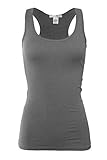 Bozzolo Women's Basic Cotton Spandex Racerback Solid Plain Fitted Tank Top