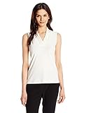 Anne Klein Women's Solid Triple Pleat Top, White, Medium