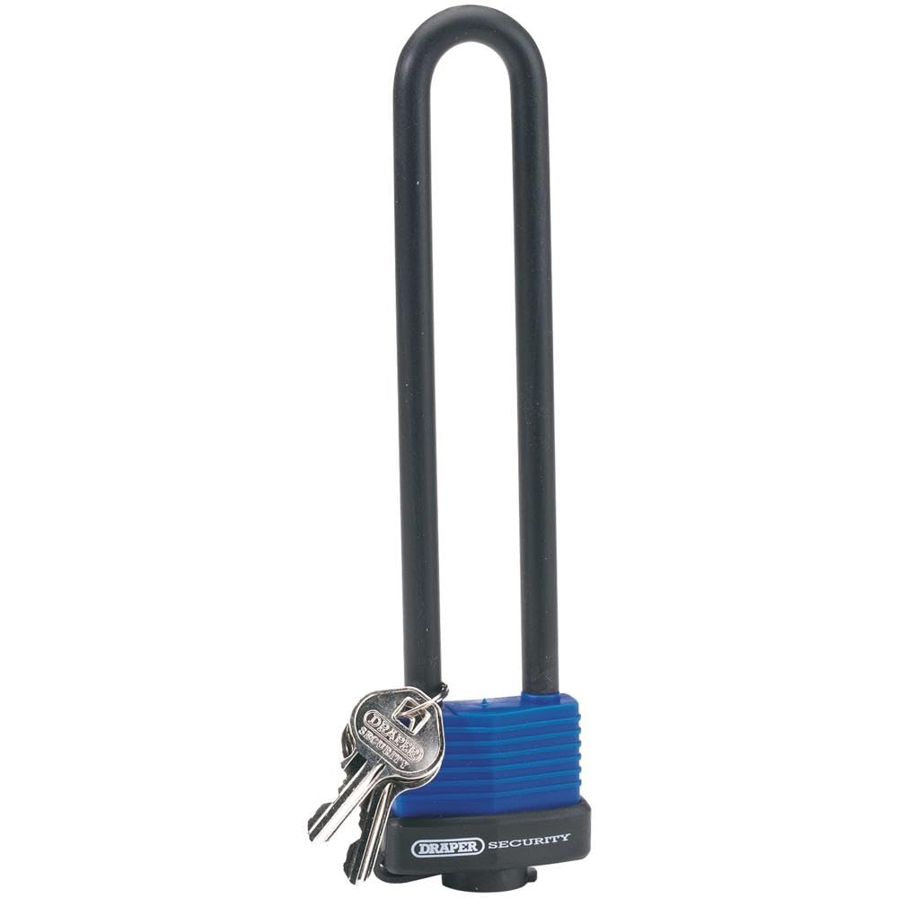 Draper 62952 U Bar Extra Long Shackle Lock with 2 Keys , Blue