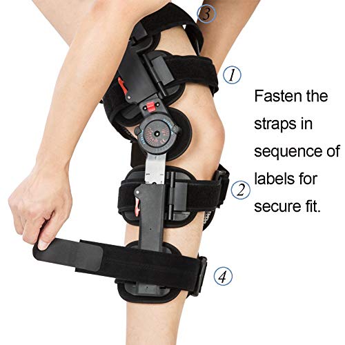 Hinged Knee Brace ROM Adjustable Post Op Knee Support Orthosis Immobilizer Protector for Left Leg and Right Leg, Both Men and Women - Thumbnail 3