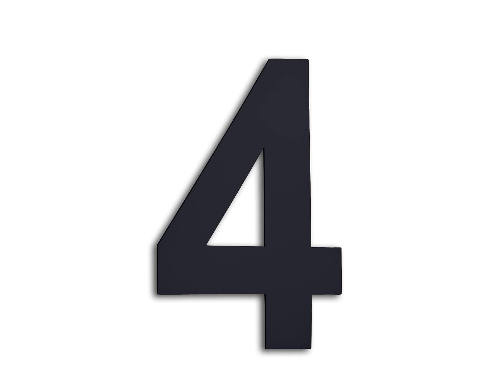 EVI Herrajes Number 0660160-4 Stainless Steel House Sticker Black Lacquered No. 4 160 x 103 mm for Walls, Facades, Portals or Doors for Exterior and Interior