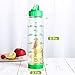 Easy Clean 32 Oz Straw Water Bottle, Eco friendly Measurement Markings Water Bottle Time Marker, Leak Proof BPA Free Fruit Infuser Green Bottle Oz Tracker, Office 1 Liter Gym Bottle Reminder to Drink