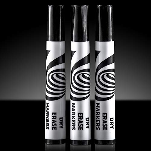 Dry Erase Markers Whiteboard Marker Pens Set Fine Point for Kids School Erasable Pen Tip White Board Eraser Glass Calendar Erasers Children and Office Colors Supplies Black Color - Thumbnail 3