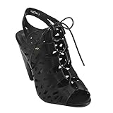 Beston CD35 Women's Peep Toe Cut Out Sling Back Mid Heel Gladiator Sandals
