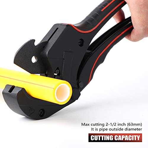 GETUHAND Ratchet-type PVC Pipe Cutters, 1/8-inch to 2-1/2-inch Hose Cutter Tool, One-hand Fast PEX Pipe Cutter for Cutting PEX, PVC, and PPR Plastic Hoses and Plumbing Pipes