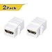 HDMI Keystone Coupler,VCE(2-Pack) HDMI Keystone Jack Insert,Gold Plated HDMI Female to Female Coupler Adapter-White