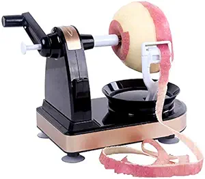 Rotary Apple/Potato Peeler Corer Slice Movement, Apple Pear Peeling Machine, Apple Peeler with Stainless Steel Blade | Safely & Quickly Peels Apple Pear Kiwi Tomato Vegetable & Fruit (Brown)