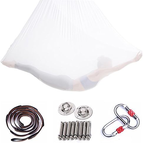 ACTNOW Silk Aerial Yoga Swing & Hammock Kit for Improved Yoga Inversions, Flexibility & Core Strength(White)