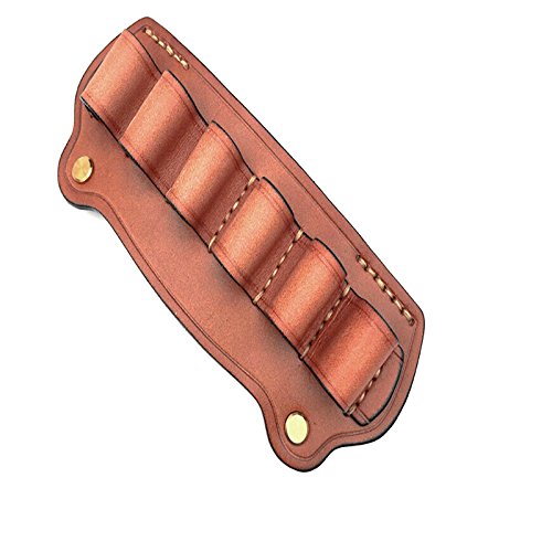 FIRECLUB Tactical Cowhide Leather Hunting Rifle Magazine Pouch 6 Shots 12 Gauge Ammo Bag Shotgun Shell Holder Cartridge Belt - Thumbnail 3