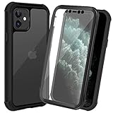 AMZGO iPhone 11 Case, Clear Full Body Cover with Built-in Screen Protector, Heavy Duty Rugged Bumper Shockproof Case Compatible With iPhone 11 6.1 inch-Black/Clear