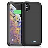 Battery Case for iPhone Xs/X [5200mAh], Kioson Rechargeable Protective Portable Charging Case for Apple iPhone Xs & X Extended Charger Pack Power Bank - Black