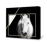 signwin-Canvas Wall Art-Black and White Horse-Canvas Prints Home Artwork Decoration for Living Room,Bedroom - 12x12 inches