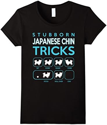 Womens Stubborn Japanese Chin Tricks T-Shirt Medium Black