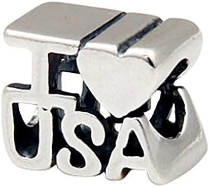 Letter "I LOVE USA"Original 100% Authentic 925 Sterling Silver Heart love Beads fit for DIY Charms Bracelets