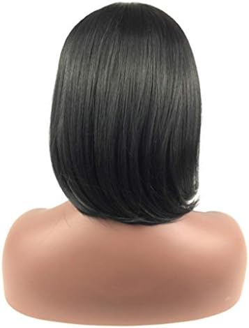 GROOMY Fashion Women Shoulder Length Pure Black Hair Wigs Heat Resistant Straight Wig