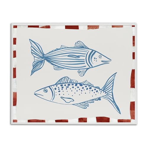 Stupell Industries Two Ocean Fish Sketch White Framed Giclee Art, design by Han…
