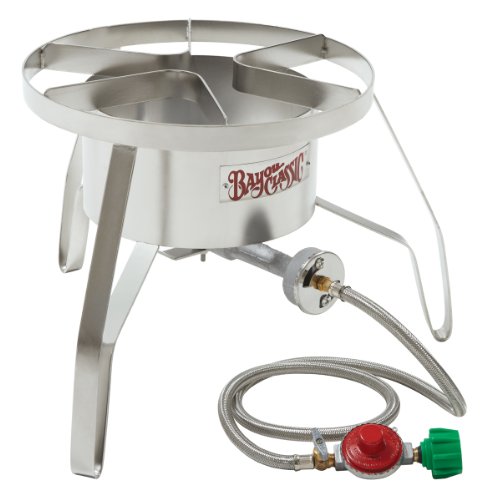 Click Here to See More Images Bayou Classic SS10 Stainless Steel High Pressure Cooker with Windscreen