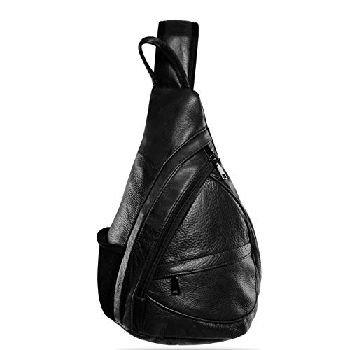 Leather Sling Bag Backpack, Multipurpose Outdoor Chest Crossbody Bag for Men & Women 15L