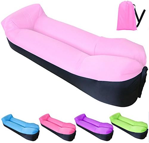 Bny Inflatable Lounger Chair Sofa Bed Air Sofa Sleeping Bag Couch Bed Beach For Beach Camping Park BBQ music festivals (Pink)