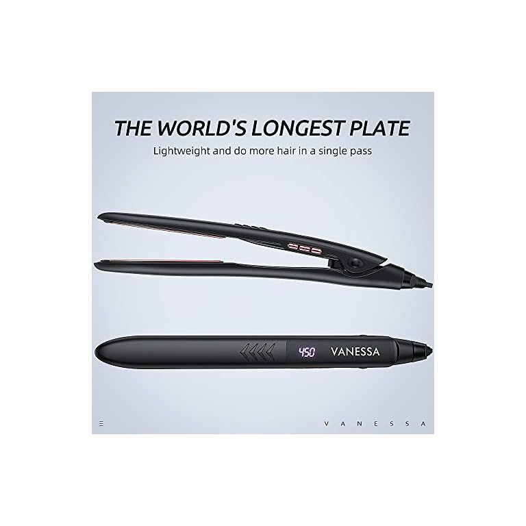 VANESSA PRO Flat Iron Hair Straightener, 100 Pure Titanium Flat Iron