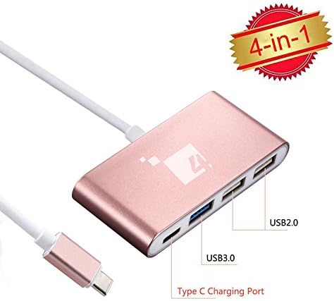 Type-C to Type-C and USB 3.0 USB 2.0 Ports Hub Adapter for New MacBook Rose Gold