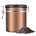 Airtight Coffee Container Storage Canister,Stainless Steel Coffee Beans Ground for Fresher Container Built-in One Way Valve(16oz, Brown)