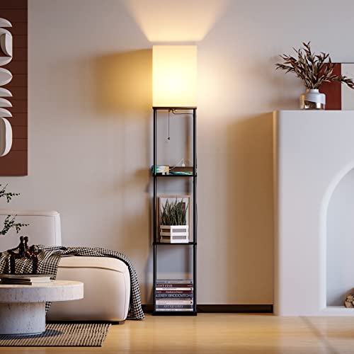 SUNMORY Floor Lamp with Shelves, Modern Iron Standing Lamp with 2 USB