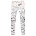 Leward Men's Ripped Skinny Distressed Destroyed Straight Fit Zipper Jeans with Holes
