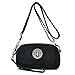 Women's Casual Water-resistant Nylon Wristlet Purse 3 Layers Zipper Clutch Wallet Handbag Small Cell Phone Crossbody Shoulder Bag (Black)