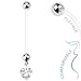 The Jewelry Archivist Crystal Heart Dangle Pregnancy Maternity Flexible Belly Button Naval Retainer Ring. UV, Nickel and Allergy Free - 14G - 1
