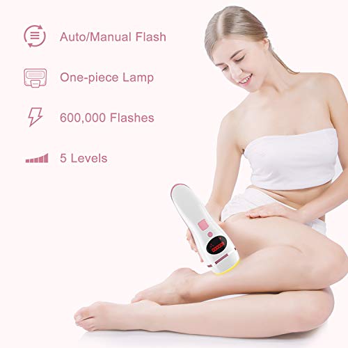IPL Hair Removal System for Women & Men Permanent Painless 600,000 Flashes Body Facial Profesional Device Hair Remover Treatment Wholebody Home Use (White-Rose)