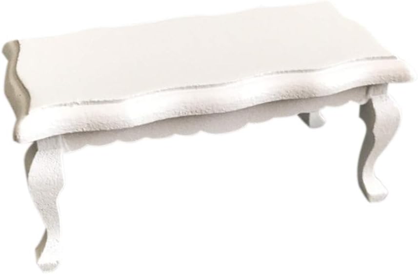 AZRtoys Mini Teatable Coffee Table for 1/12 Scale Dollhouse Furniture, Retro Style Doll House Miniature Living Room Kids Pretend Toy,Creative Birthday Handcraft Gift (White)